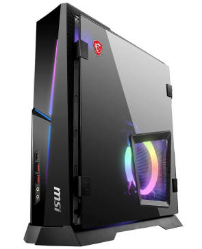 Der MSI-PC in einem schlanken, bunt beleuchteten Tower-Gehäuse