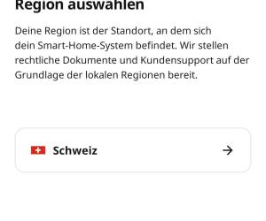 Im Screenshot der Smartphone-App: Land auswählen
