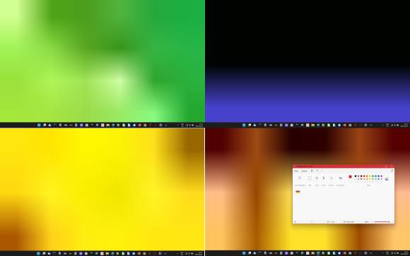 Vier Desktops mit vier verschiedenen Farbverläufen 