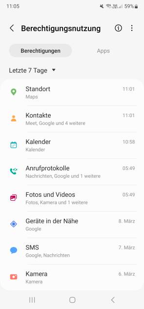 Screenshot derselben Einstellung auf dem Samsung-Gerät