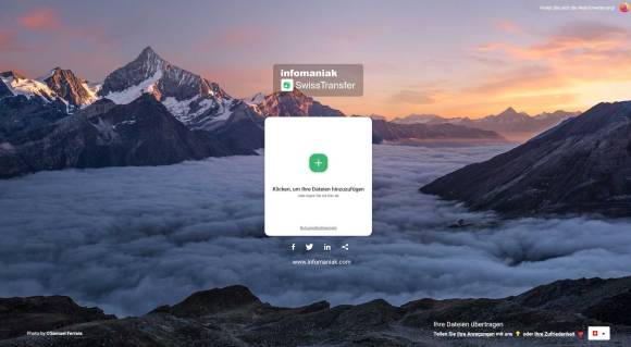 Screenshot Swiss-Transfer-Webseite 