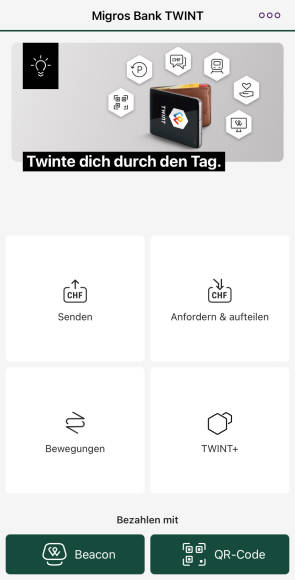 Die Twint-App der Migros Bank