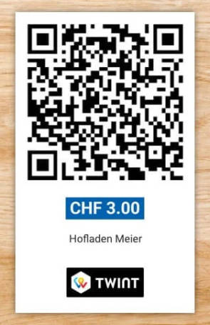 Beispiel eines Twint-Stickers mit QR-Code