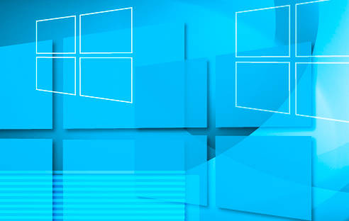 Dekorative Anordnung von Windows-Logos in Hellblau-Tönen 