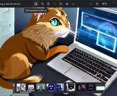 Ein geöffnetes Cartoon einer Katze in der Windows-Fotoanzeige