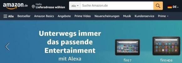 Die Suche auf der Amazon-Webseite