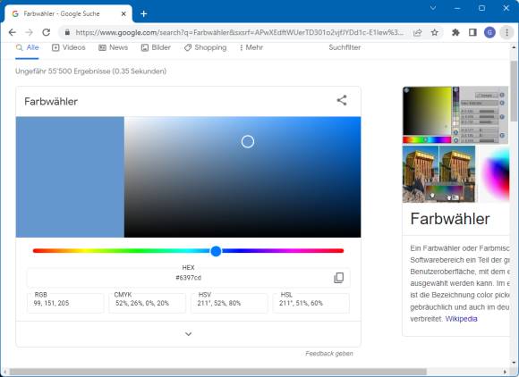 Der Google Farbwähler
