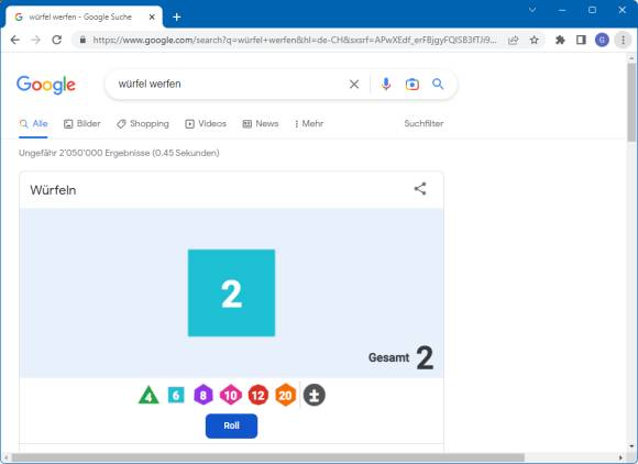 Googles Würfel-Funktion