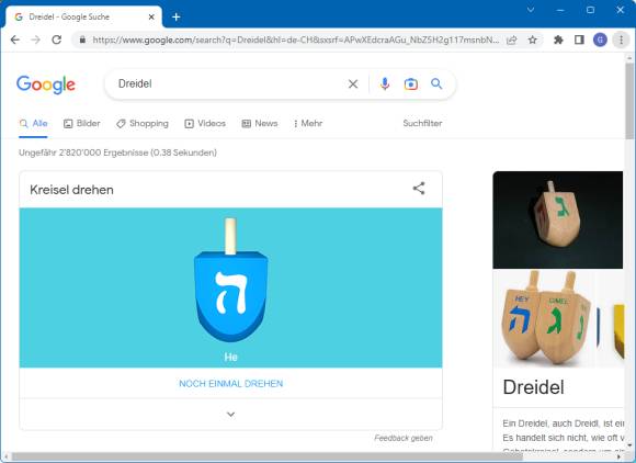 Ein Dreidel auf der Google-Seite