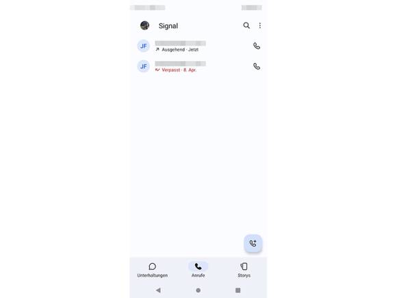 Neuer Anrufe-Tab in Signal