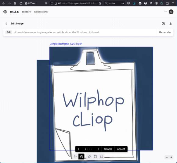 DALL-E zeigt jetzt auch den Griff des Klemmbretts