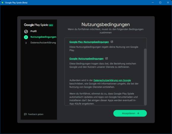 Screenshot der Nutzungsbedingungen