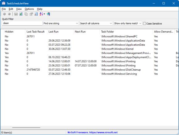 Screenshot aus Nirsoft Task-Scheduler-View