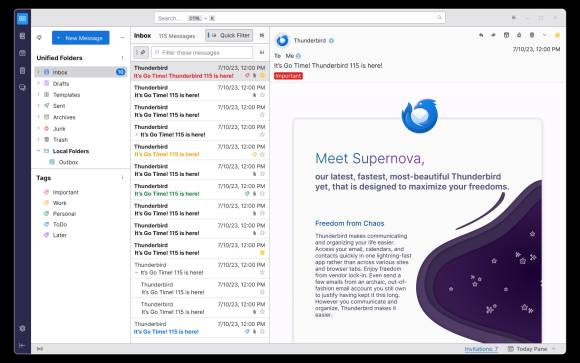 Die neue Darstellung in Thunderbird 115