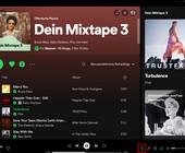 Spotify-Mixtape mit Infos zum aktuellen Titel (rechts)