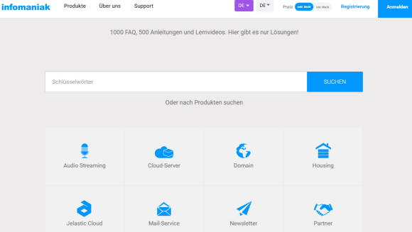 Screenshot der Infomaniak.ch Webseite
