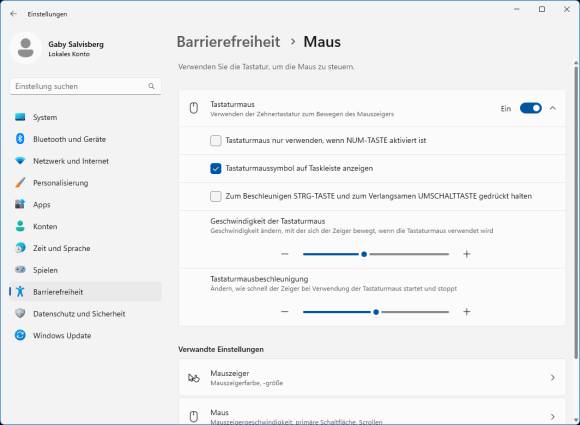 Einschalten der Tastaturmaus in Windows 11