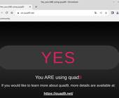 Screenshot der Webseite, die bestätigt: Quad9 ist eingerichtet