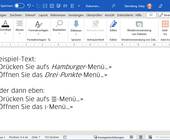 Word-Dokument mit Symbolen fürs Drei-Striche-Menü und Drei-Punkte-Menü