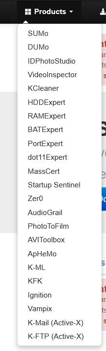 Nebst SUMo sind über zwanzig weitere Tools betroffen Screenshot mit Liste der Tools von KC Softwares