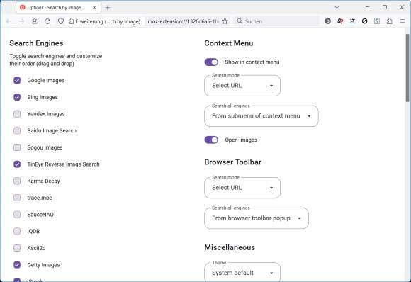 Die Einstellungen des Add-ons