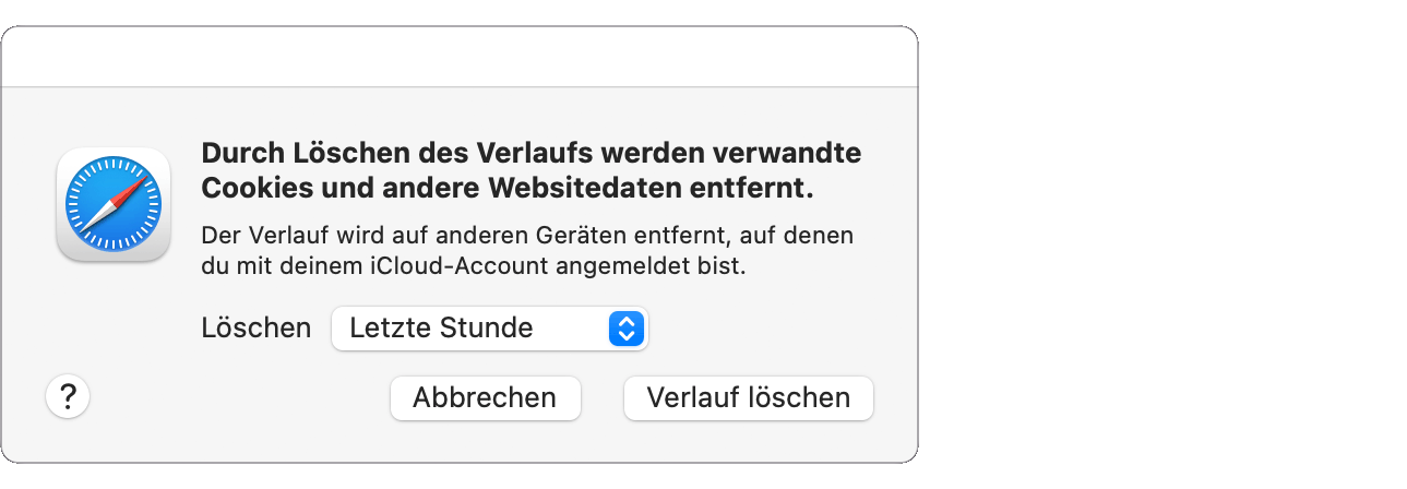 Warnung vor dem Löschen des Verlaufs