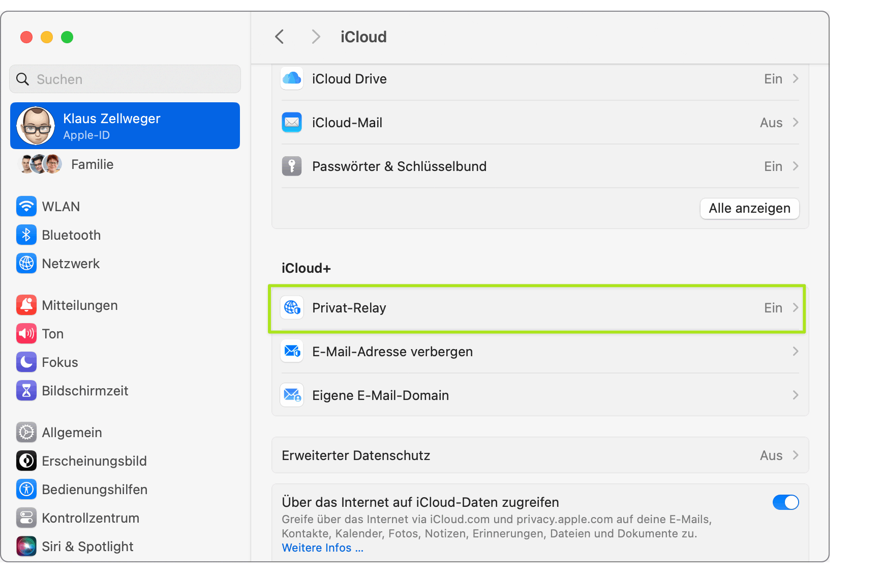 Einrichtung des Private-Relays