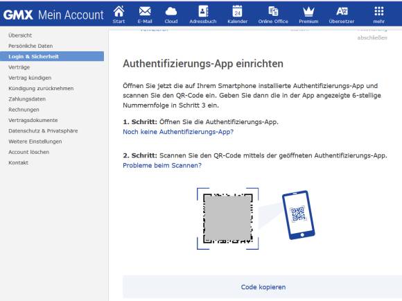 Zum Beispiel mit Google Authenticator auf dem Handy scannen Sie diesen QR-Code