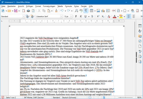 LibreOffice-Dokument mit vielen unerwünschten Absatzmarken 