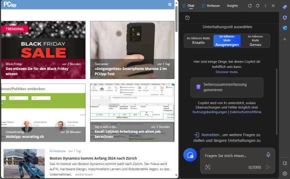 Der Edge Browser mit dem Copilot 