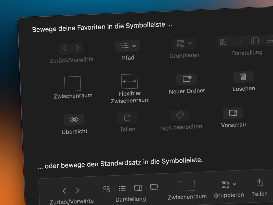 Symbolleisten eines Mac-Fensters