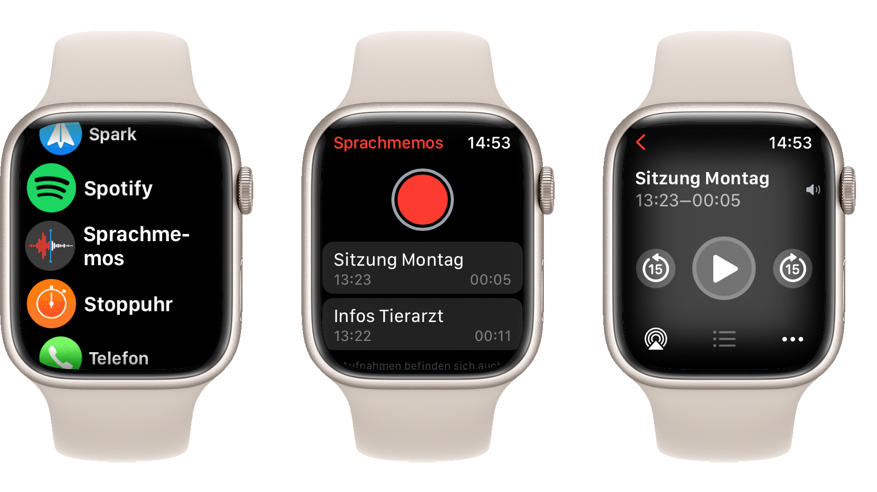 Sprachmemos auf der Apple Watch
