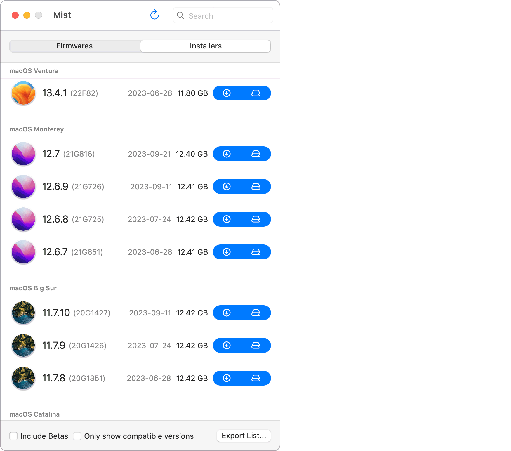 Download der Systeme