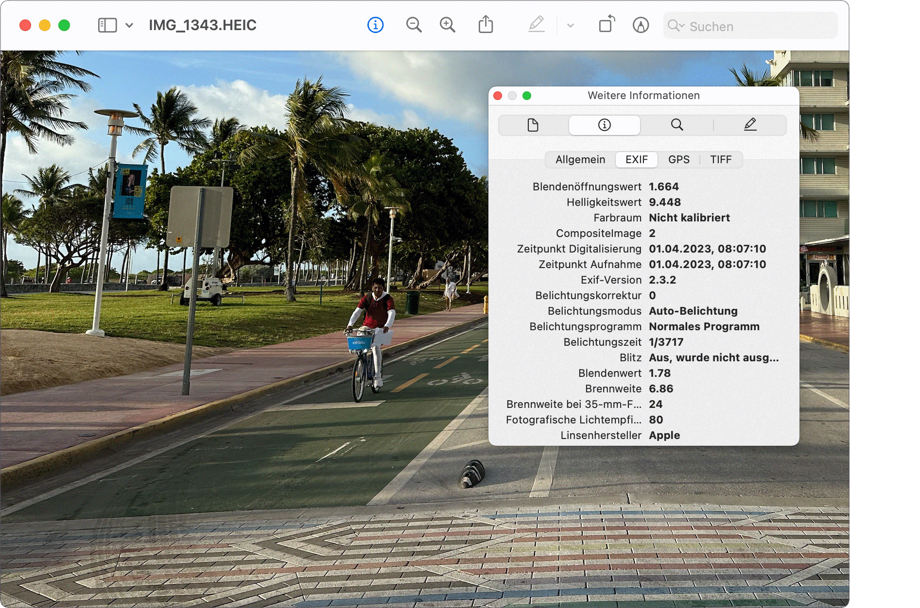 Exif-Daten am Mac