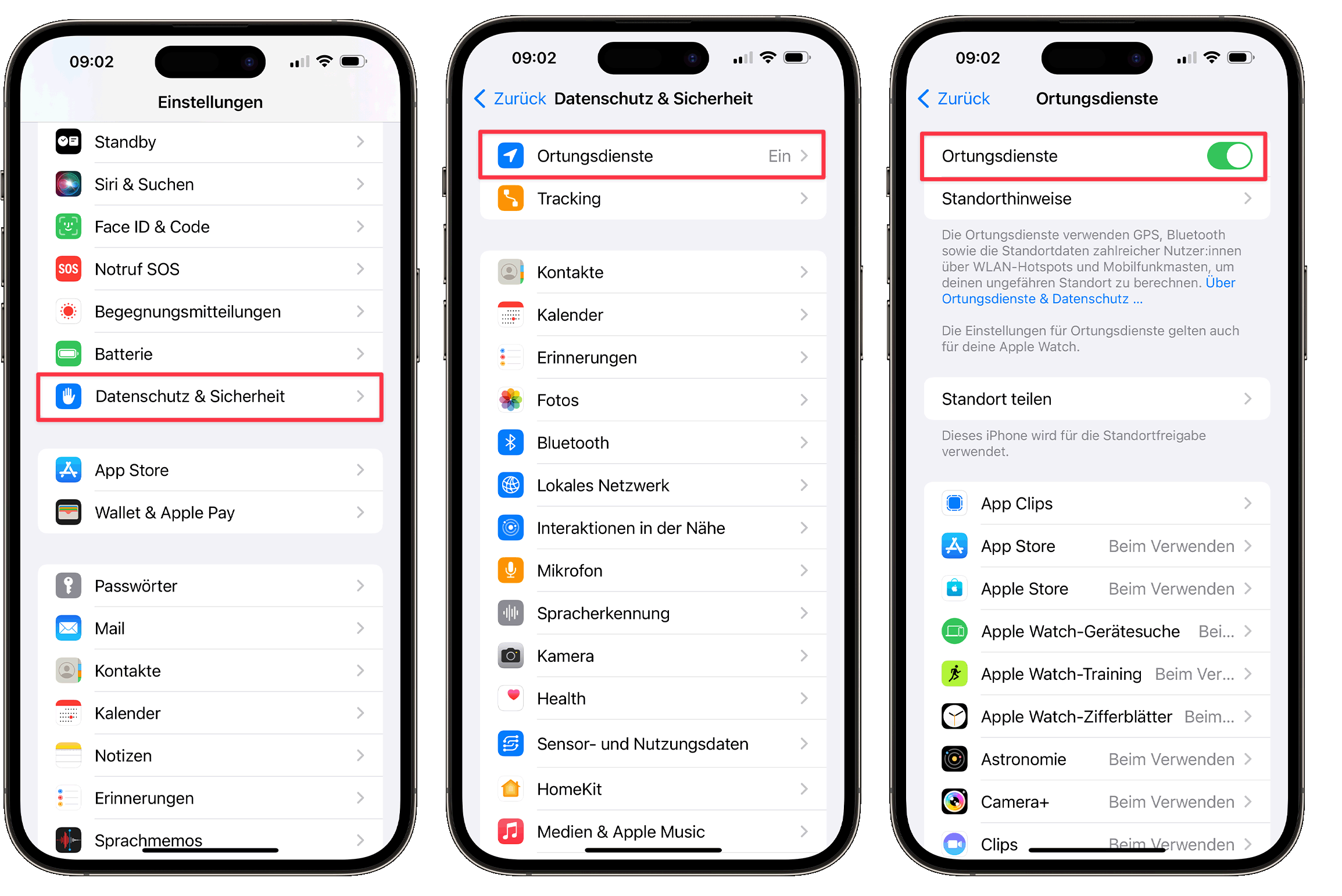 Ortungsdienste am iPhone aktivieren
