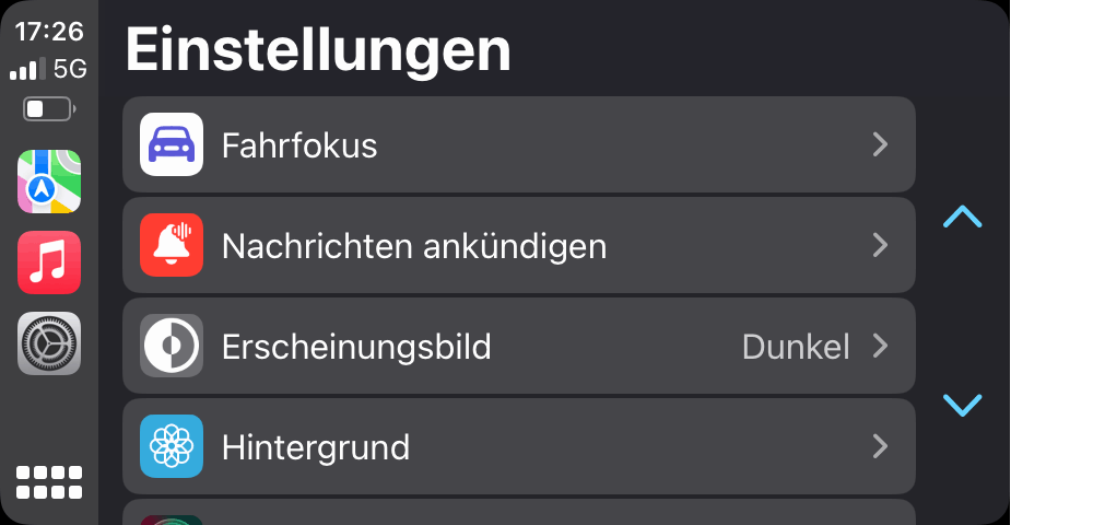 CarPlay-Einstellungen am Gerät