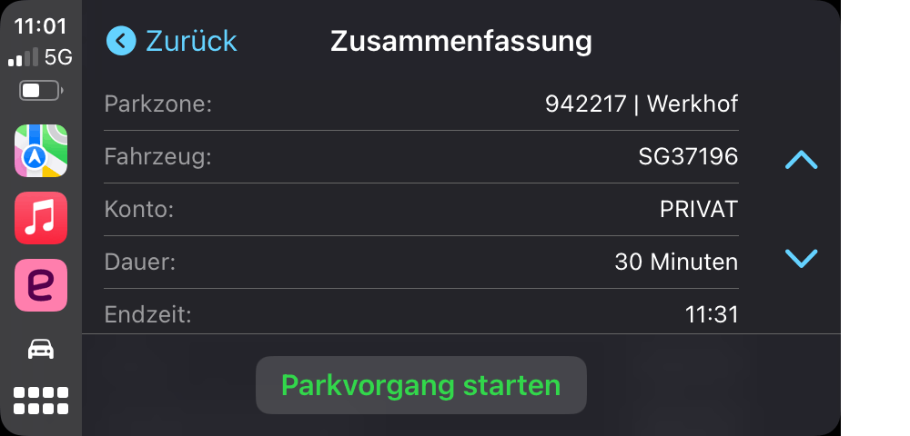 EasyPark gehört in jedes Auto; es gibt nichts zu verlieren EasyPark in CarPlay
