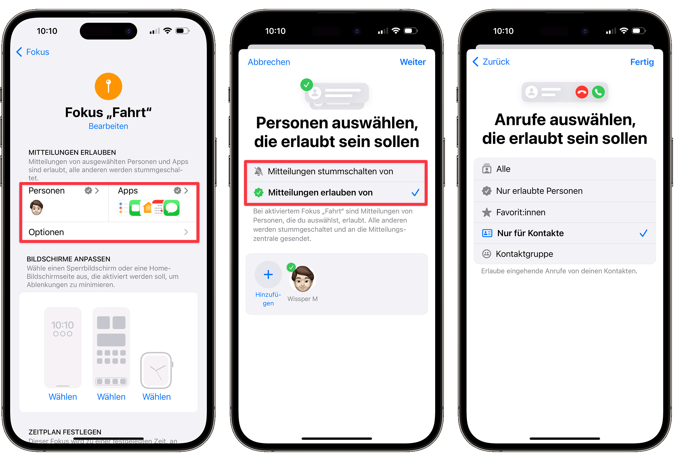 Einstellungen zum Fokus