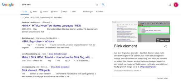 Screenshot der Google-Suche 