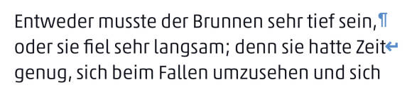 Ein Absatz (oben) und ein Zeilenumbruch