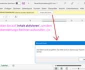 Screenshot einer Excel-Datei mit Meldungsleiste und Messagebox