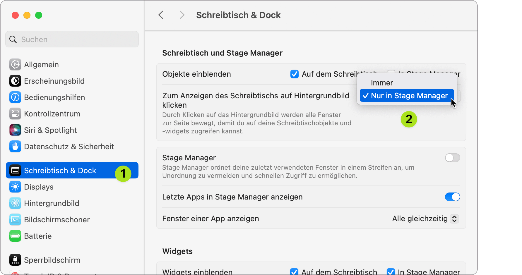 So wird die Funktion abgeschaltet