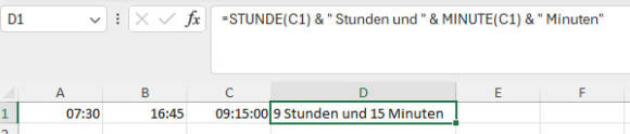 Bild 5: Die Zeitdifferenz kann lesbar in Stunden und Minuten angegeben werden