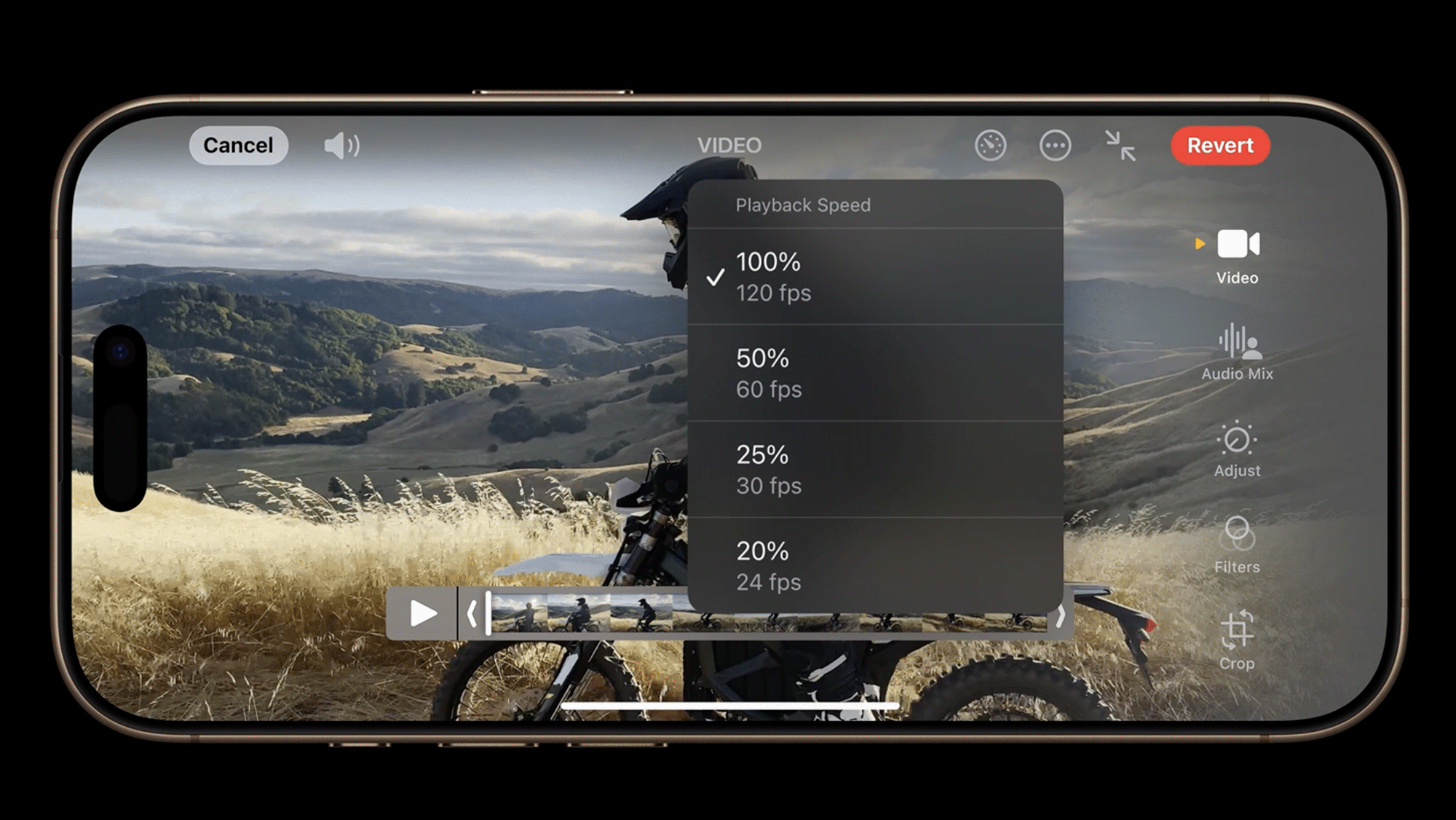 Die Bildrate – und damit die Stärke der Zeitlupe – lässt sich auch in der Fotos-App manipulieren
