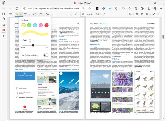 Bild 1: Einfache PDF-Optionen hat bereits der Webbrowser Microsoft Edge an Bord