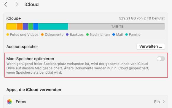 Bild 3: Der Speicher sollte nur bei Platzproblemen optimiert werden