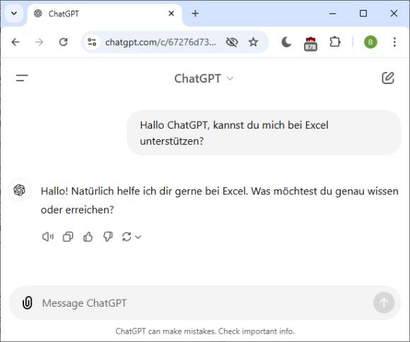 Bild 1: ChatGPT eignet sich für viele Aufgaben, unter anderem auch als Helfer für Excel
