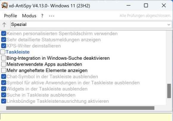 Bild 5: Auch tiefergehende Einstellungen wie Microsofts Bing in der Windows-Suche können hier justiert werden