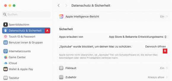 Bild 2: Die Freigabe erfolgt ab macOS 15 in den Systemeinstellungen
