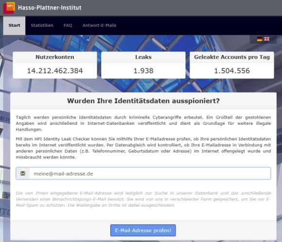 Bild 3: Auch das Hasso-Plattner-Institut hat eine Datendank mit gesammelten Daten aus Hacks
